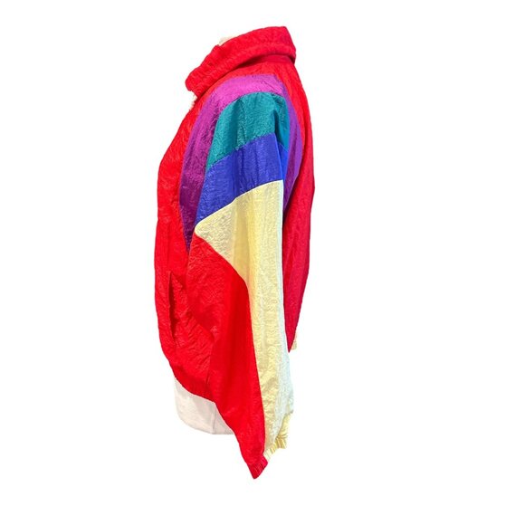 Vintage Sergio Tacchini Womens Colorblock Windbreaker Jacket Size 10 Red Multico - Picture 2 of 10